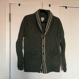Men’s J Crew green striped cardigan